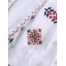 Vintage Women Cotton Flower Embroidered Off Shoulder Elastic Loose Blouse