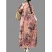 Vintage Floral Print O-neck Loose Maxi Dress
