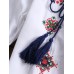 Vintage Women Cotton Flower Embroidered Off Shoulder Elastic Loose Blouse