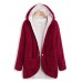 Women Fleece Casual Loose Reversible Hooded Coats with Pockets
