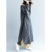 Plus Size Casual Long Sleeve Side Split Stripe Dress For Women