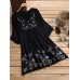Women Folk Style Loose Embroidered Batwing Sleeve Blouse