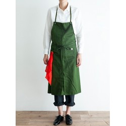 Japanese Dress Solid Color Strap Pocket Linen Pinafore Square-Cross Vintage Dress