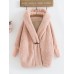 Thick Faux Fur Long Sleeve Women Coats With Hat