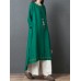 Vintage Women Linen Loose Pure Color Long Sleeve Dress