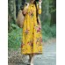 Retro Women Folk Style Floral Print Long Sleeve O-Neck Dress