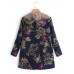 M-5XL Women Floral Print Long Sleeve Hooded Vintage Coats