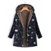 Plus Size Women Vintage Floral Print Long Sleeve Hooded Coats with Pockets