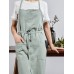 Women Japanese Retro Pure Color Cotton Linen Aprons Dress with Pockets