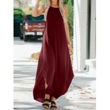 Women Sexy Solid Color Loose Long Sleeve Irregular Hem Dress