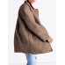 Women Pure Color Zipper Pockets Long Sleeve Fleece Thicken Coats