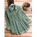 Women Casual Long Sleeves Corduroy Shirts with Pockets