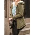Women Casual Pure Color Faux Fur Hooded Drawstring Thick Coats