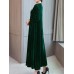 Elegant Women Velvet Solid Color Stand Collar Long Sleeve Dress with Pockets