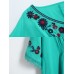 Retro Women Folk Style Loose Embroidered Batwing Sleeve Blouse