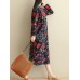 Vintage Floral Side Split Long Sleeve Maxi Dress