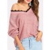 Women Lace Patchwork V-neck Knitting Casual Blouse