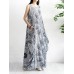 Casual Women Cotton Loose Floral Print Round Neck Sleeveless Maxi Dress with Pockets