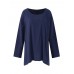 Plus Size Women O-neck Long Sleeves Solid Color Long Blouse