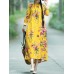Retro Women Folk Style Floral Print Long Sleeve O-Neck Dress
