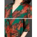 Elegant Floral Print V-neck Half Sleeve Mid-long Dress