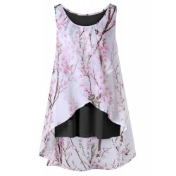 Plus Size Chinese Style Floral Sleeveless Tank Tops