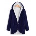 Women Fleece Casual Loose Reversible Hooded Coats with Pockets