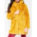 Plus Size Women Elegant Fluffy Solid Color Pockets Thick Coats