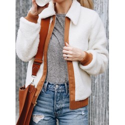 Women Winter Fluffy Fur Zip Up Long Sleeve Warm Coats Outwear